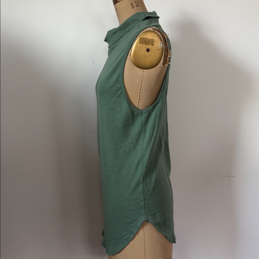 Free People La Living 90210 Muscle Top Sleeveless Green Cowl Neck L - Picture 3 of 9